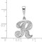 14K White Gold Polished Filigree Initial R Pendant Jewerly 28mm x 16.1mm